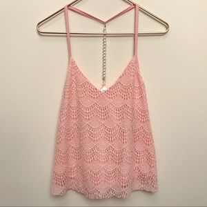 Color Swatch Crochet Pearl Racerback Tank Top